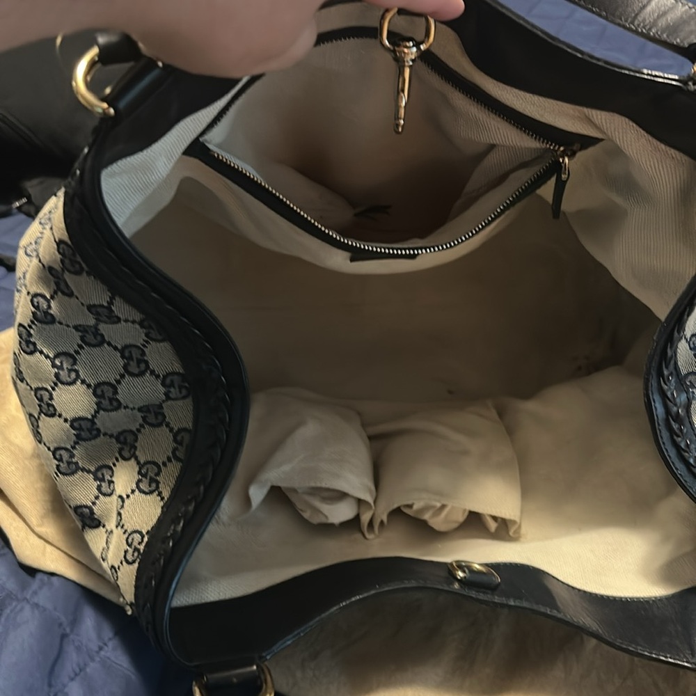 GUCCI  Monogram Medium Brick Lane Tote Navy - Picture 12 of 13